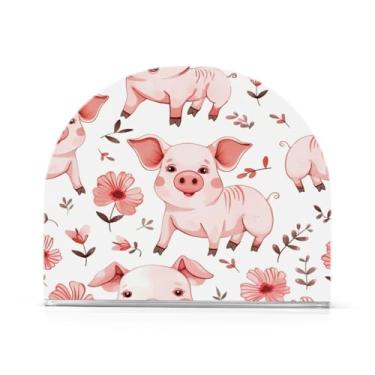 Imagem de Porta-guardanapos fofos de flores de porco rosa para mesas porta-guardanapos de coquetel de papel para jantar na cozinha, dispensador de guardanapo de jantar acrílico para restaurante, decoração de