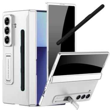 Imagem de YQODSZ Capa para Samsung Galaxy Z Fold 7 com suporte para caneta S e caneta Stylus, capa fina de corpo inteiro com protetor de tela de privacidade, capa de dobradiça, suporte, antiarranhões