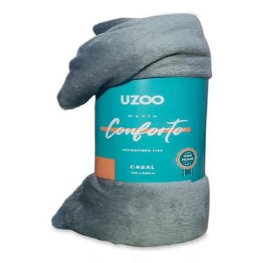 Imagem de Manta Microfibra Casal Toque Peluche Lisa Conforto Uzoo Cor Cinza