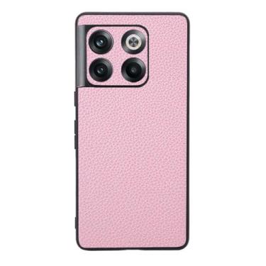 Imagem de Capas Compatível com Oneplus 10T,Design de grão levantado de superfície,Proteção contra queda,Anti impressão digital,Anti arranhões,Aparência de couro de imitação de plástico macio-Pink