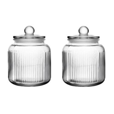 Imagem de Conjunto de 2 Potes Herméticos de Vidro Canelado 900 ml Essência Lyor