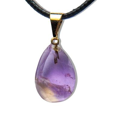 Imagem de Colar Gota Ametista Pedra Natural 20mm Facetada Pino Dourada