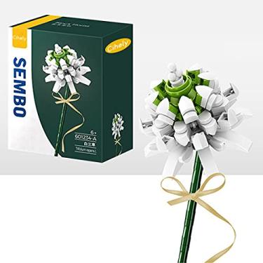 Imagem de Kit de blocos de montar de buquê de flores Trifolium branco 601234-A, projeto de construção de flores artificiais para liberar o estresse e focar a mente, para presentes de aniversário para adultos/adolescentes, novo 2022 (mais de 100 peças)