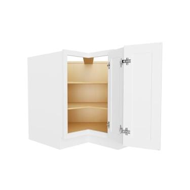 Imagem de Furinno Armário de cozinha diagonal Shaker EZ Reach Base, pronto para montar, 61 cm P x 83 cm L x 87 cm A, branco