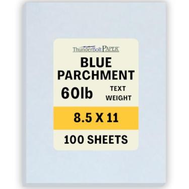 Imagem de 100 folhas de papel azul claro pergaminho para velhice número 60 - 21,6 cm x 28 cm (8,5 x 28 polegadas) carta padrão | Tamanho do folheto - 27,2 kg/peso de texto/copiadora/impressora - Semblância de