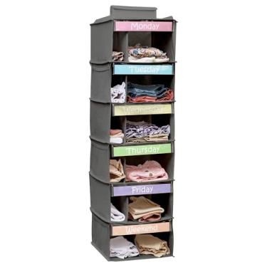 Imagem de Houseables Organizador de roupas infantis, organizador semanal de roupas para crianças, armazenamento diário de roupas no armário, agenda de roupas de segunda a sexta-feira, dia da semana, escola