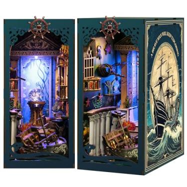 Imagem de Book Nook, DIY Book Nook Kits for Adults, Ocean Adventure 3D Wooden Puzzle Bookend Bookshelf Insert Decor with LED Light