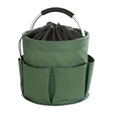 Imagem de Fenteer Cesta de Bolsa para ferramentas de jardim Alça de alumínio Dobrável Bolsa versátil Cesta de mercado para viagens ao ar livre Parque, Verde