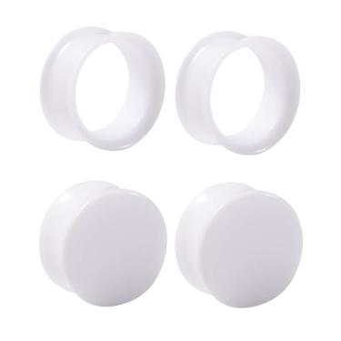 Imagem de NewZenro Brincos extensores de alargadores de orelha de acrílico branco com alargador duplo alargador de túneis vazados para homens e mulheres, piercings corporais exclusivos para alongamento de