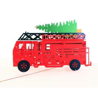 Imagem de Cartão comemorativo iGifts and Cards Caminhão de bombeiros e árvore de
