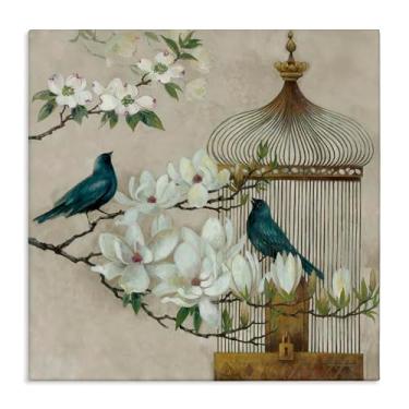 Imagem de Stupell Industries Design de arte de parede em tela floral Bluebird Menagerie por Elaine Vollherbst, 17 x 17