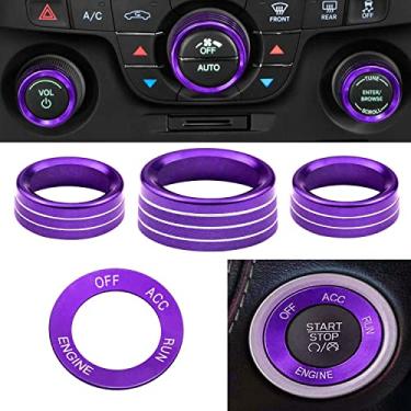 Imagem de Vincool Capas Para Botões De Controle, Adesivo Partida E Parada Do Motor, Volume, Rádio Ca, Decalque Botão, Anéis Liga Alumínio Compatíveis Com Dodge Challenger/Charger/Chrysler 300 300S (2015-2021)