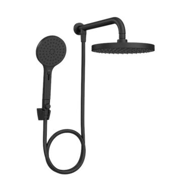 Imagem de Chuveiro Redondo De Parede Com Desviador Multijatos Flex Max Black Matte Deca