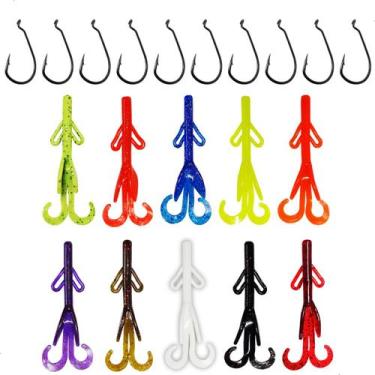 Imagem de Kit Traira 10 Isca Criatura +10 Anzol Offset Grub Soft Shad  - Matadei