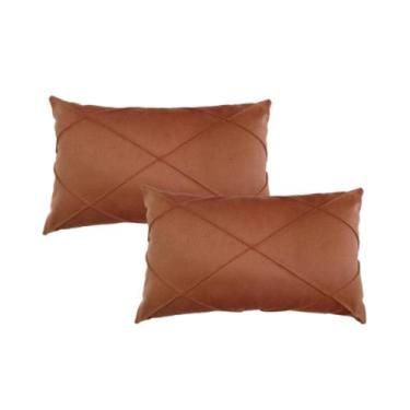 Imagem de Par de Almofada  Retangular Suede Drapeada Baguete 30x50 - Enxovais An