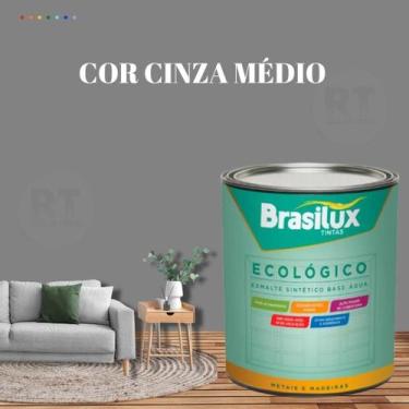 Imagem de Esmalte Sintético Brasilux Base Água Ecologico Cor Cinza 800ML Brilhan