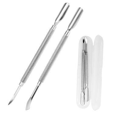 Imagem de Empurrador de cutícula removedor de esmalte 2 em 1, aparador de cutículas, ferramenta de cuidado de unhas, empurrador de cutícula com 2 extremidades ferramenta de manicure de aço inoxidável (ponta