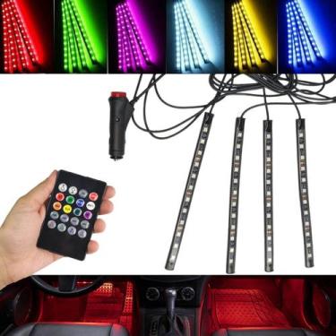 Imagem de Barra Led Neon 8 Cores RGB Musica Controle Carro Moto Painel Som Ritmo
