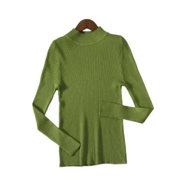 Imagem de Suéter Feminino De Cashmere Com Gola Alta, Básico, Sólido, Casual Para