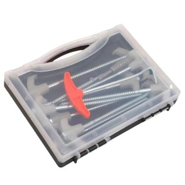 Imagem de YIJU 10x Parafusos em Estacas de Barraca Ancoragens de Solo com Caixa de Armazenamento Estacas de Cobertura para na Praia