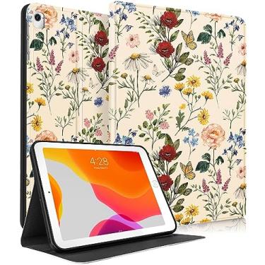 Imagem de Uppuppy Capa para iPad 5ª/6ª geração, para Apple iPad Air de 1ª/2ª geração, capa para iPad Pro 9,7 polegadas, linda capa feminina feminina, vintage, fólio, flores, design floral, capa para iPad 5/6, Air 1/2, Pro 9,7