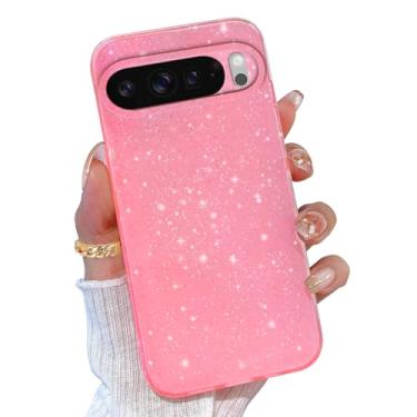 Imagem de TURYXIA Capa para Pixel 10 Pro XL rosa, capa de telefone brilhante com glitter para mulheres e meninas, linda cor brilhante neon brilhante, capa de telefone TPU macio para Google Pixel 10 Pro XL 6,8