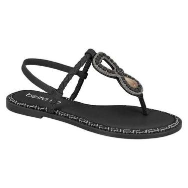 Imagem de Sandália Rasteira com Pedraria Beira Rio Conforto Ref.8472.415, Preto,