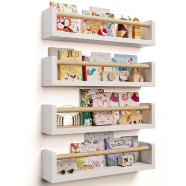 Imagem de Prateleiras de livros de parede Seocry Nursery, pacote com 4 prateleir