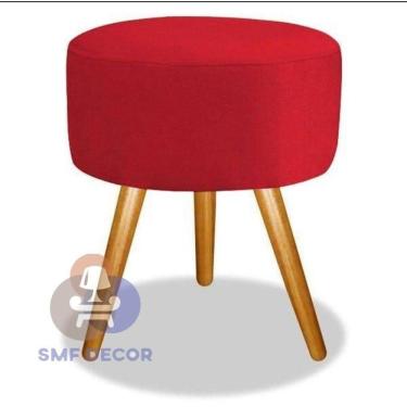 Imagem de Puff Redondo Descanso Para Os Pés Com Pézinho Palito Smf Decor vermelho
