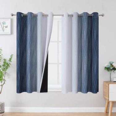 Imagem de Cortinas Blackout Estelar Textiler Ombre branco acinzentado/azul marin