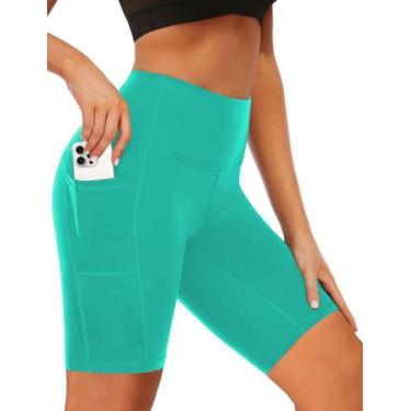 Imagem de Shorts de natação femininos Buauty, shorts de cintura alta com bolsos 