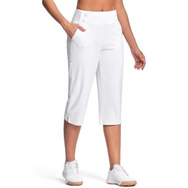 Imagem de Calça Capri ISEEGZ 18 Dressy para mulheres de cintura alta branca