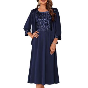 Imagem de Vestidos para a mãe da noiva GRACE KARIN azul marinho tamanho M