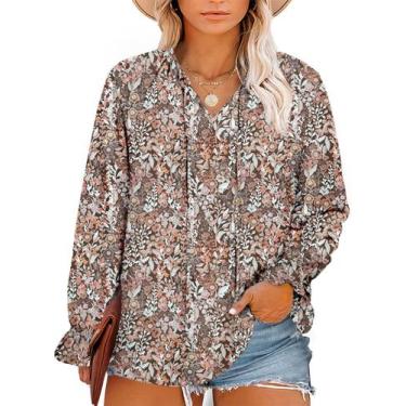 Imagem de Blusa feminina Eytino plus size de verão com decote em V e manga compr