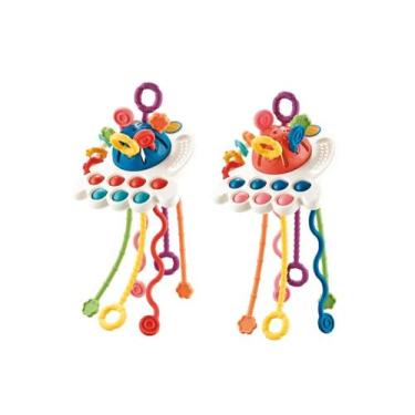 Imagem de Jogo sensorial de silicone Montessori com corda de puxar para bebês - 