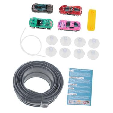 Imagem de Esquirla Flex Tracks Suporte de Ventosa de 15 pés com 4 Mini Carros Fundidos Enrolável Pista de Corrida Multiuso Divertida Faça Você Mesmo