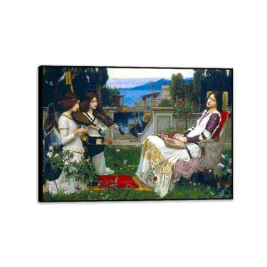 Imagem de SDYJ6GSW Pôster de arte de parede vintage John William Waterhouse Magic Circle Witch Impressão Jason e Medea Imagem para decoração de casa Moldura de 100 x 70 cm (83.8x71.1 cm) pronta para pendurar