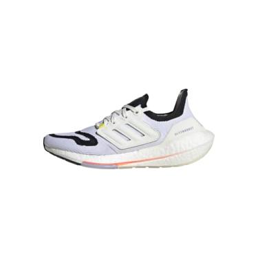 Imagem de adidas Tênis de corrida feminino Ultraboost 22, Core White/Core White/Solar Red, 35