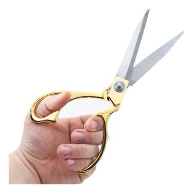 Imagem de 2X Tesoura Alfaiate De Costura Profissional Tecido Dourada A
