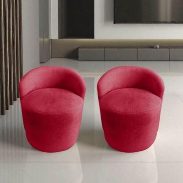 Imagem de Kit 2 Poltronas Decorativa Yara Orgânica Suede Vermelho - Mansão Decor