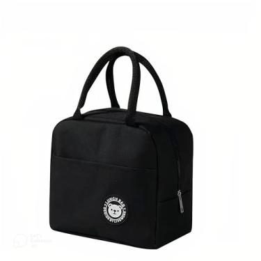 Imagem de Bolsa Térmica Lancheira para Marmita com Alça Reforçada Impermeável Forro Térmico Trabalho Escola Viagem (Preto)