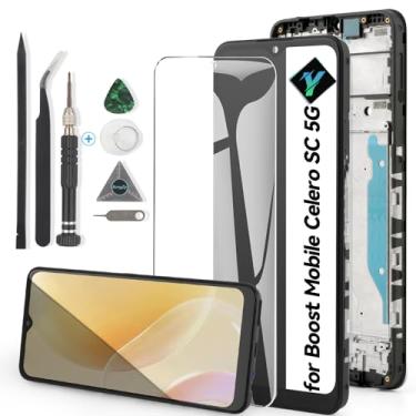 Imagem de YWLRONG Substituição de moldura para Boost Mobile Celero SC 5G 2024 SN339D para Mobile Celero SC 5G Display LCD Touch Screen Digitalizador Substituição com ferramentas (preto)