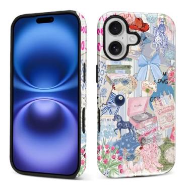 Imagem de ANLUN STORE Capa para iPhone 17, capa híbrida de proteção dupla macia TPU rígido PC à prova de choque anti-arranhões fina protetora para homens e mulheres capa para iPhone 17 floral cowgirl colagem