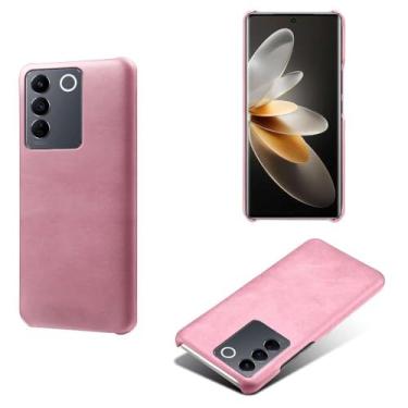 Imagem de Capa para vivo S16e,Proteção contra quedas,Casca de volta de cor sólida simples,Design de couro de imitação de plástico-Pink