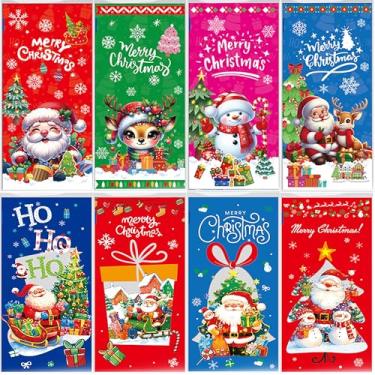 Imagem de BCCSNNM 100 unidades de sacos de Natal de celofane com laços torcidos – 8 sacos de doces de plástico transparente para biscoitos, lanches, lembrancinhas de festa, presentes de Natal e guloseimas