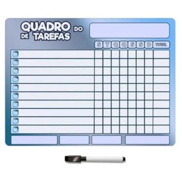 Imagem de Imã Geladeira Apaga Lista Recado Anotações Planner Semanal 4 Cor Branco A3