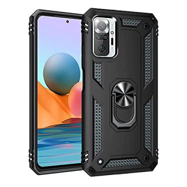 Imagem de SORAKA Capa para Xiaomi Redmi Note 10 Pro com suporte de anel, capa protetora para Redmi Note 10 Pro, capa traseira de policarbonato rígido com placa de metal para suporte magnético de telefone e