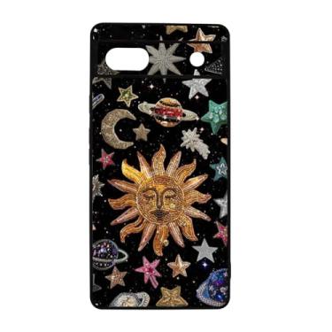 Imagem de qizjio Capa de telefone vintage de mosaico celestial à prova de choque com pingente de astrologia céu noturno capa de telefone para Google Pixel 6A