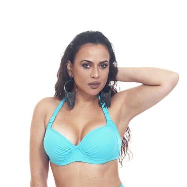Imagem de Top de biquíni meia taça plus size tamanhos grandes com bojo e aro - E