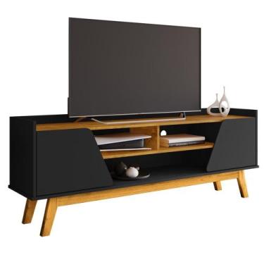Imagem de Rack Bancada Tv 65 Pol 160 cm Turim BECHARA, Preto Fosco Naturalle
